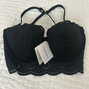 La Perla “Elegant Black Eyelet Bustier Bra” Retails $620